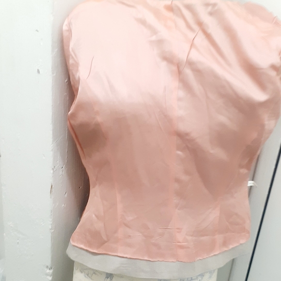 Stylish Asymmetrical Button 100% Linen Blazer Camel Tan Jacket Womens 10 - Picture 8 of 11